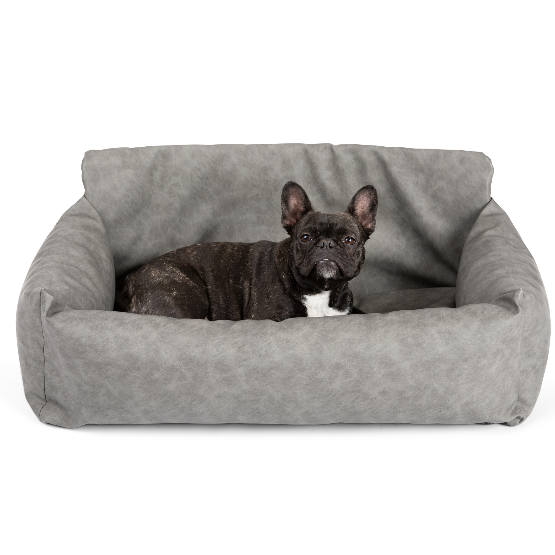 PupProtector™ Faux Leather Memory Foam Dog Car Bed in Slate Gray double seat dog