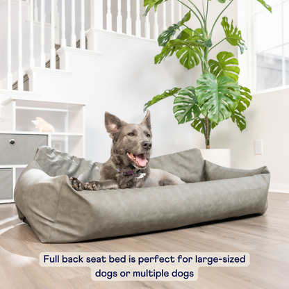 PupProtector™ Faux Leather Memory Foam Dog Car Bed in Slate Gray full back seat convert bed