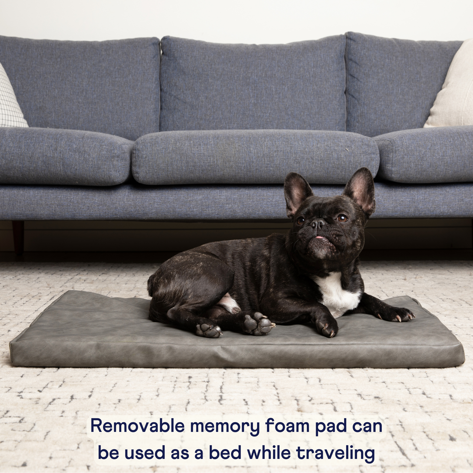 PupProtector™ Faux Leather Memory Foam Dog Car Bed in Slate Gray memory foam pad