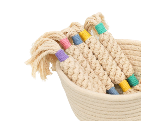 Rainbow Candy Macrame Rope Dog Toy – Eco-Friendly