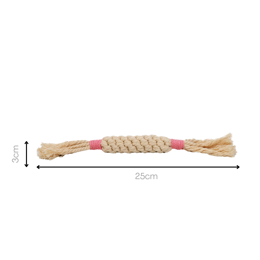 Rainbow Candy Macrame Rope Pet Toy Pink