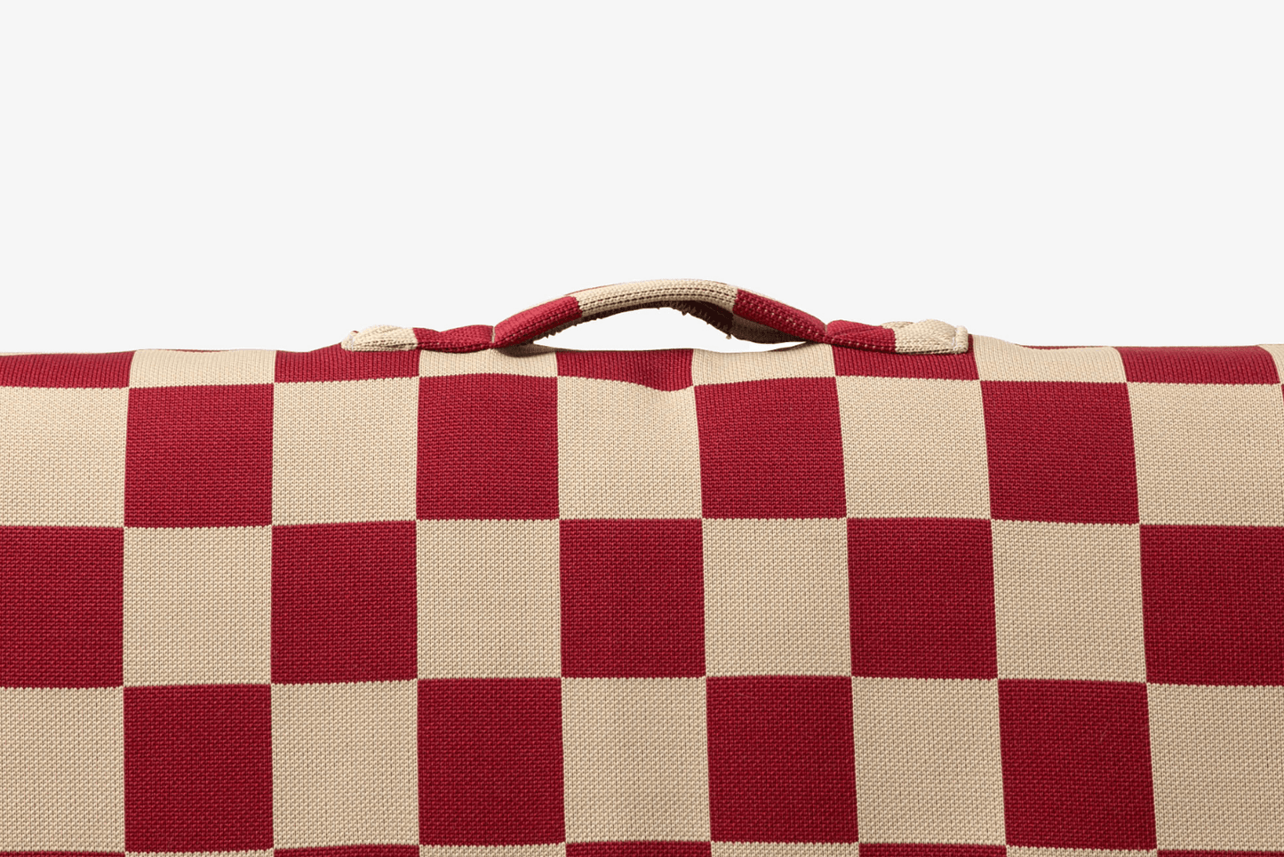 Red Checker Orthopedic Dog Bed Handle