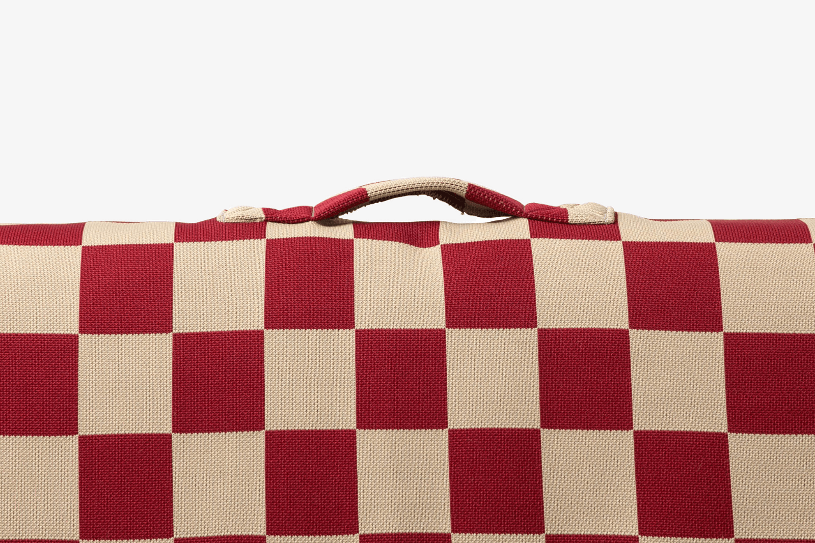 Red Checker Orthopedic Dog Bed Handle