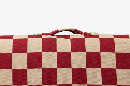 Red Checker Orthopedic Dog Bed Handle