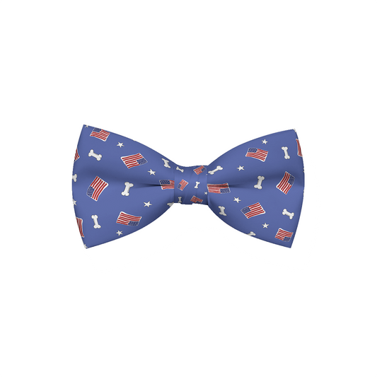 Red, White and Bones American Flag Dog Bow Tie