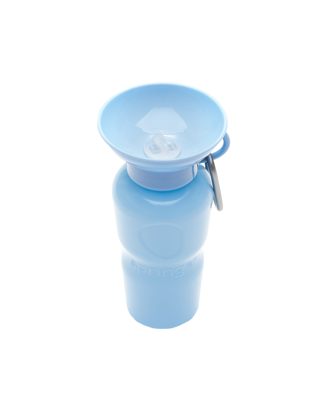 Blue plastic bottle with a cap on a white background