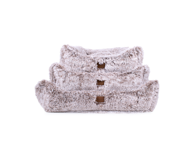 Teddy Bear Faux Fur Kuddler Dog Bed in Brown 3 Sizes