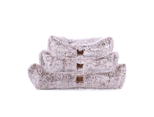 Teddy Bear Faux Fur Kuddler Dog Bed in Brown 3 Sizes