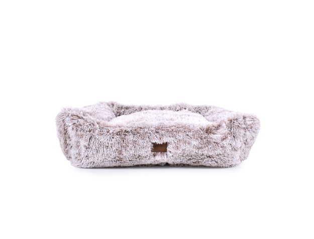 Teddy Bear Faux Fur Kuddler Dog Bed in Brown Front