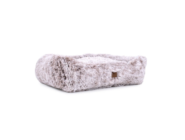 Teddy Bear Faux Fur Kuddler Dog Bed in Brown Side