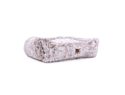 Teddy Bear Faux Fur Kuddler Dog Bed in Brown Side