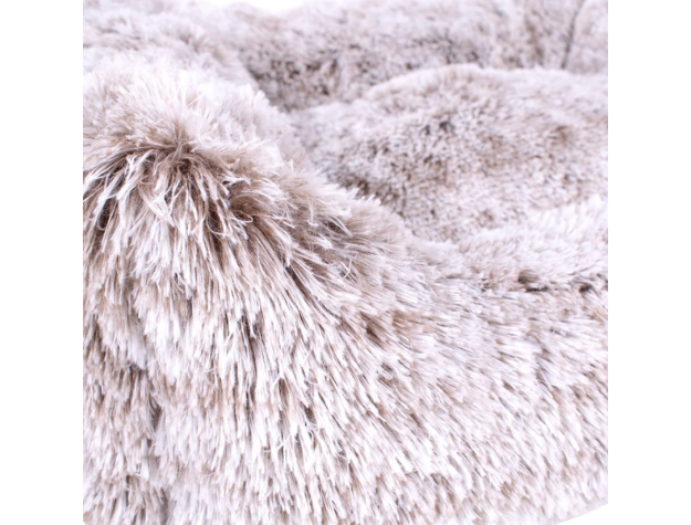 Teddy Bear Faux Fur Kuddler Dog Bed in Brown Up Close