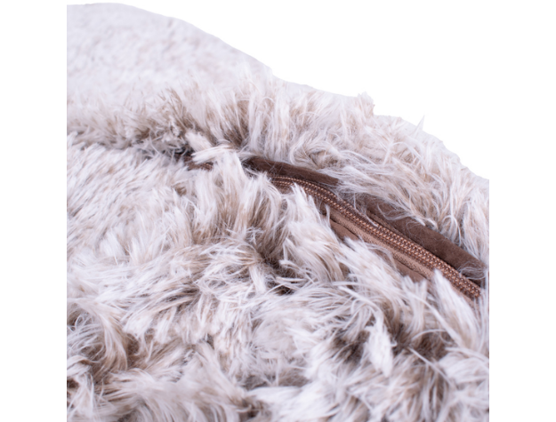 Teddy Bear Faux Fur Kuddler Dog Bed in Brown Zipper