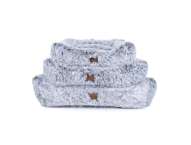Teddy Bear Faux Fur Kuddler Dog Bed in Gray 3 Sizes