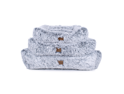 Teddy Bear Faux Fur Kuddler Dog Bed in Gray 3 Sizes