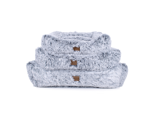 Teddy Bear Faux Fur Kuddler Dog Bed in Gray 3 Sizes