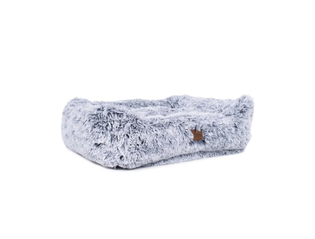 Teddy Bear Faux Fur Kuddler Dog Bed in Gray Side