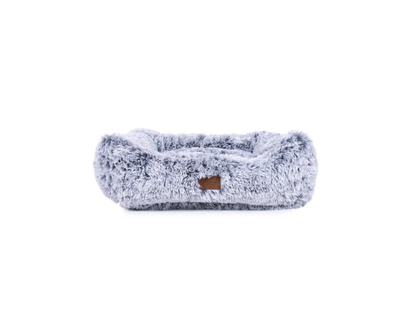Teddy Bear Faux Fur Kuddler Dog Bed in Gray Front