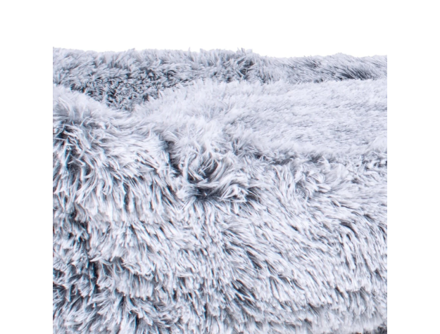 Teddy Bear Faux Fur Kuddler Dog Bed in Gray Close Up