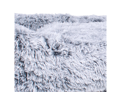 Teddy Bear Faux Fur Kuddler Dog Bed in Gray Close Up