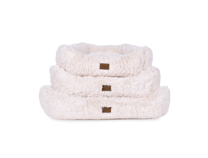 Teddy Bear Faux Fur Kuddler Dog Bed in White 3 Sizes