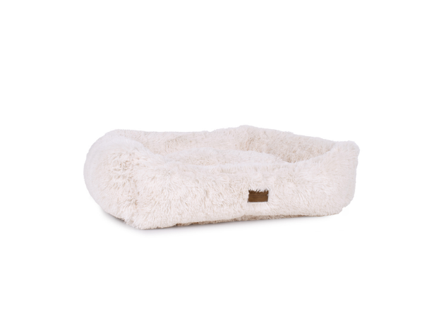 Teddy Bear Faux Fur Kuddler Dog Bed in White Side
