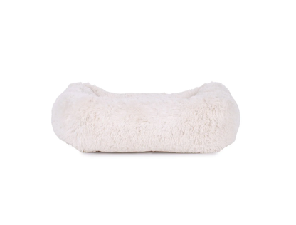 Teddy Bear Faux Fur Kuddler Dog Bed in White Back