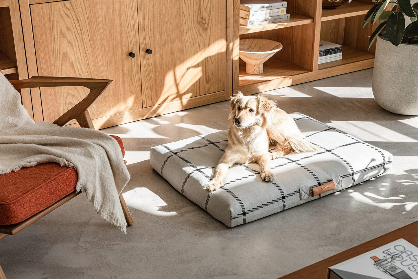 White Plaid Orthopedic Dog Bed Dog