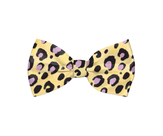 Yellow Cheetah Print Dog Bow Tie