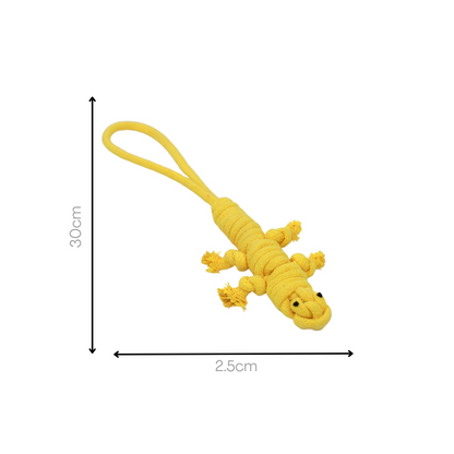 Yellow the Lizard Rope Tug Toy Size