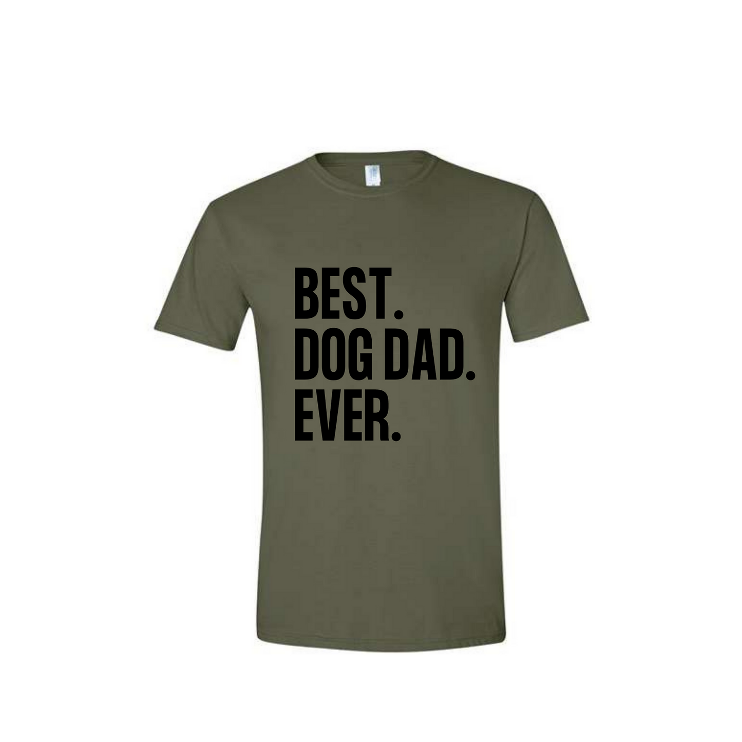 Green t-shirt with 'BEST. DOG DAD. EVER.' text on a white background