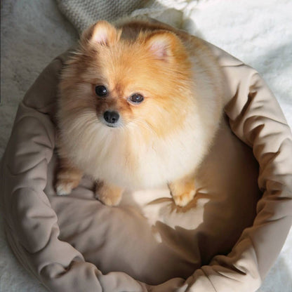Taart Small Breed Dog Bed in Plum, Fern, & Camel