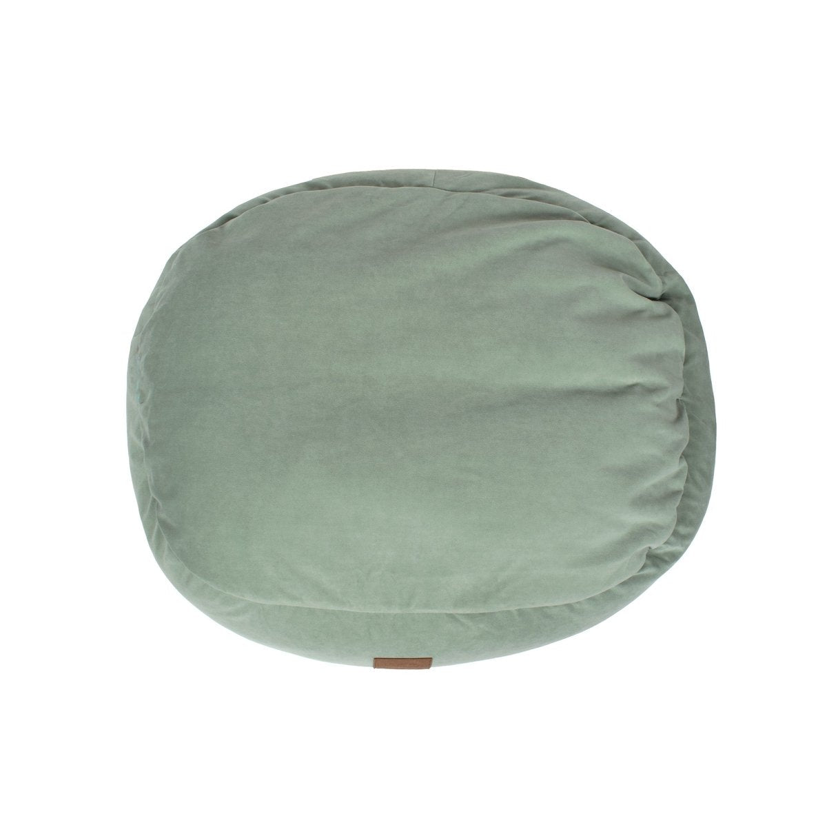 Green round cushion on a white background