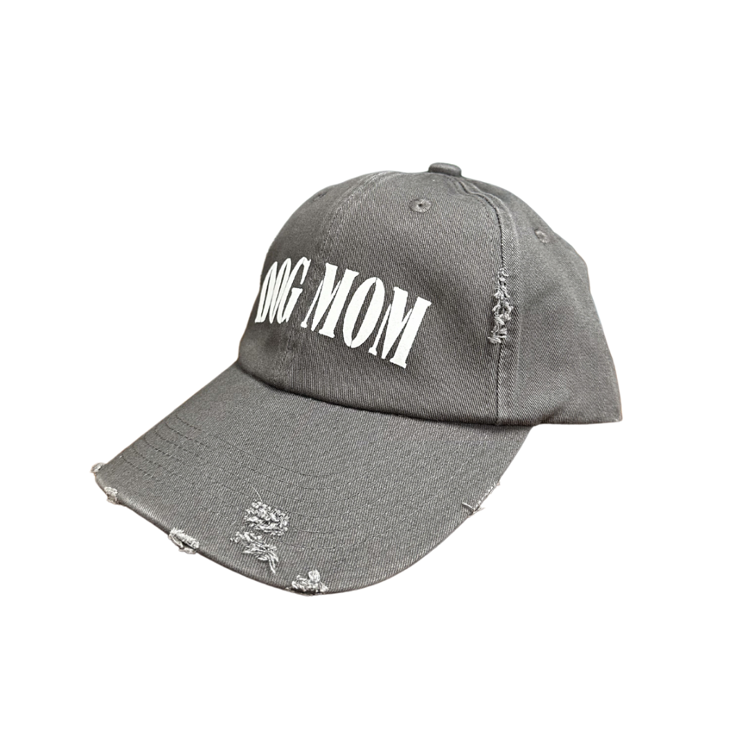 Dog Mom Distressed Cap - Nickel