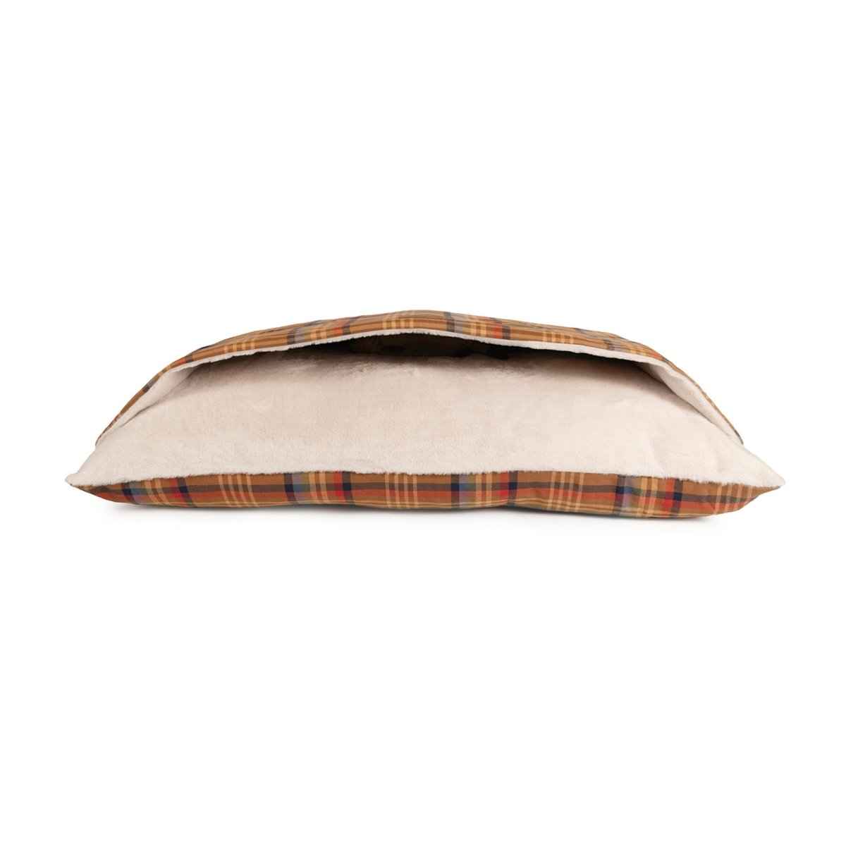 Pendleton Burrow Bed in orange plaid on white background
