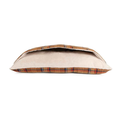 Pendleton Burrow Bed in orange plaid on white background