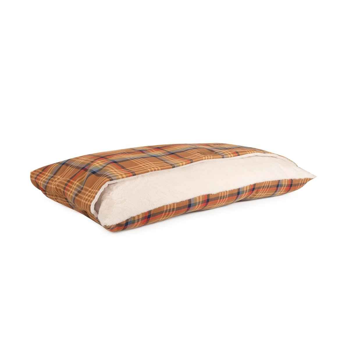 Pendleton Burrow Bed in orange plaid on white background
