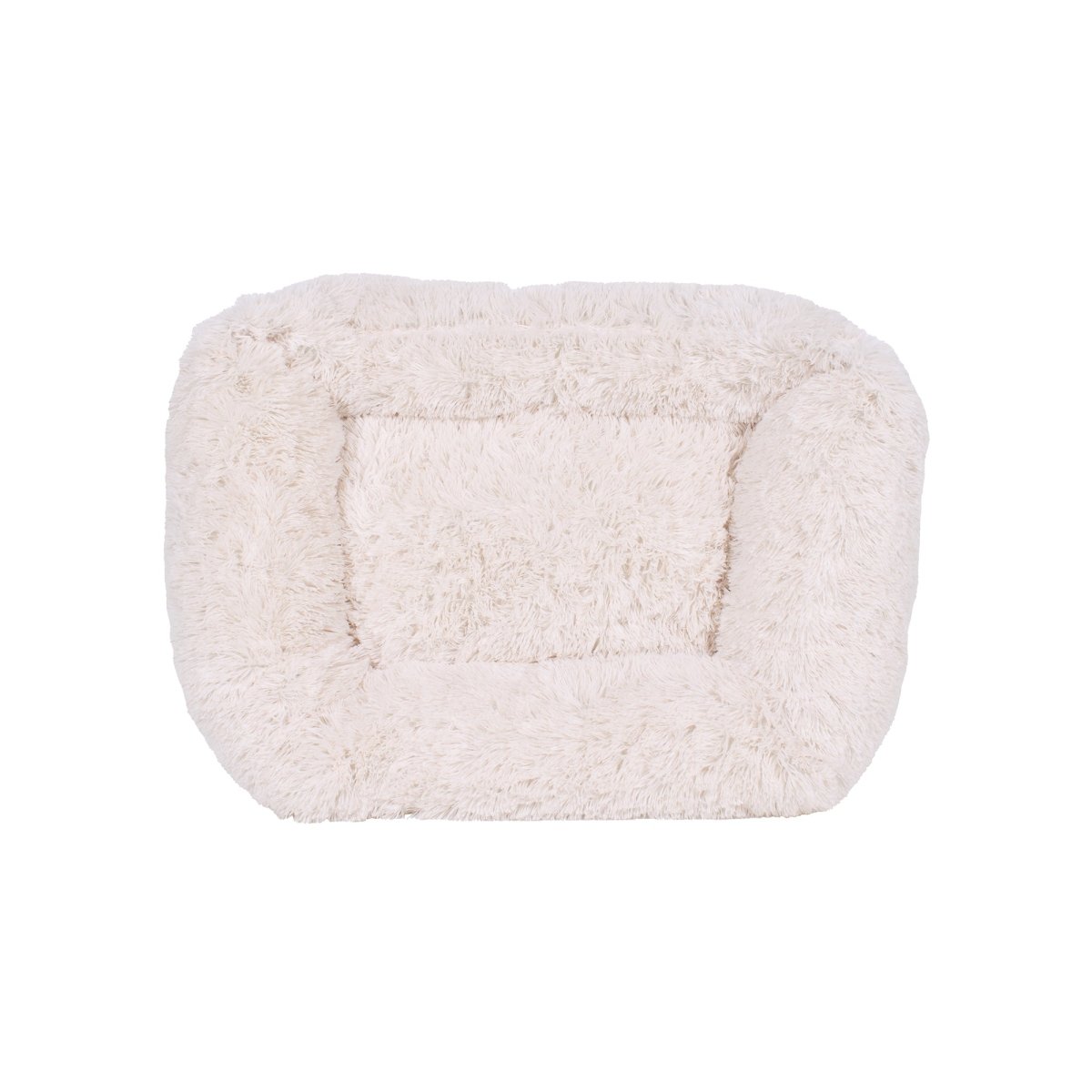Fluffy white pet bed from top view  on a white background